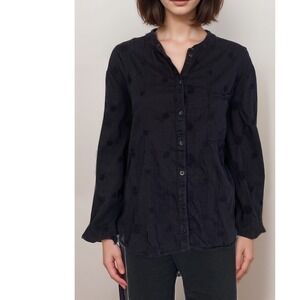 2/$30 Pilcro Anthropologie Blouse Top Shirt‎ Sz L Black Whimsygoth Minimalist